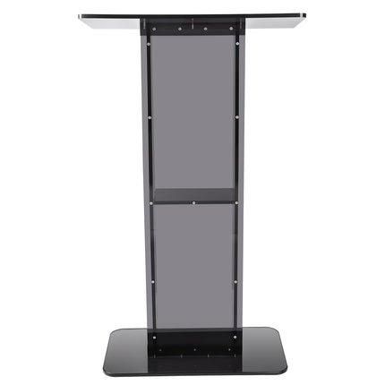 Acrylic Podium Stand, 119 cm, Storage Shelf, Black
