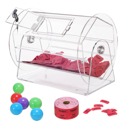 Acrylic Raffle Drum, 5000 Tickets, Lock, 2 Keys