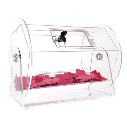 Acrylic Raffle Drum, 5000 Tickets, Lock, 2 Keys