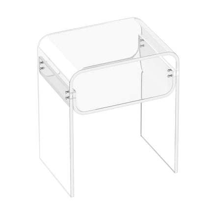 Acrylic Side Table, 2-Tier Clear With Shelf, 30x40x50 cm