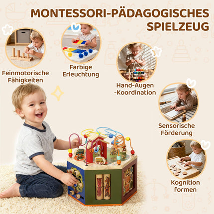 Activity Cube, 8-in-1 Motor Skills Toy, 41.5 x 37.5 cm, Multicolor