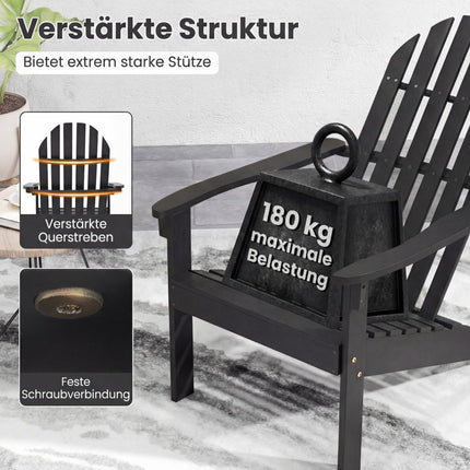 Adirondack Chair Black Acacia Wood with High Back