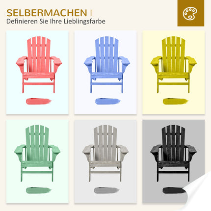 Adirondack Chair, Weatherproof Wood, High Back, Grey