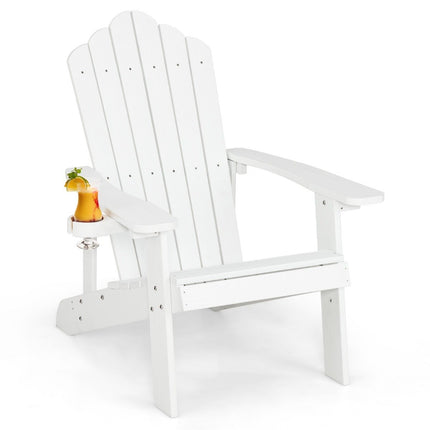 Adirondack Chair with Cup Holder, Weatherproof, White