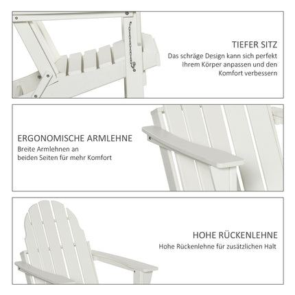 Folding Adirondack Garden Chair - White, 75x87x93 cm