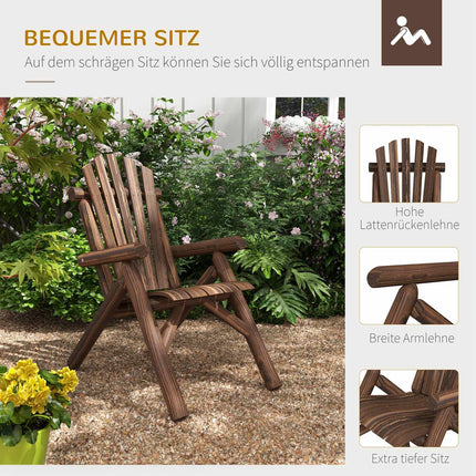 Brown Fir Wood Adirondack Garden chair with armrests