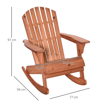Adirondack rocking chair for balcony, natural finish, 77x94x97cm