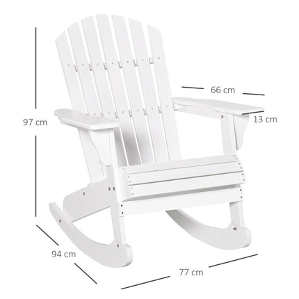 White Adirondack garden rocking chair, 77 x 94 x 97 cm
