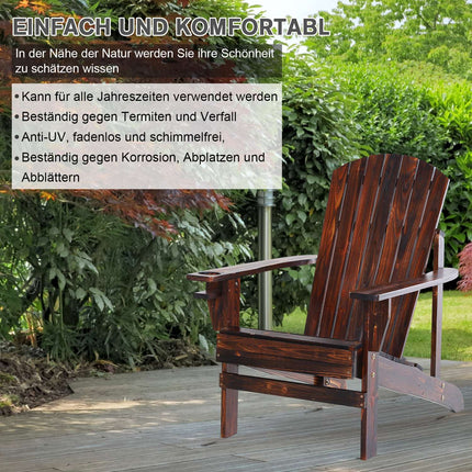 Adirondack garden chair, solid wood, with cup holder