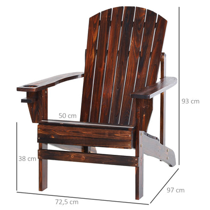 Adirondack garden chair, solid wood, with cup holder