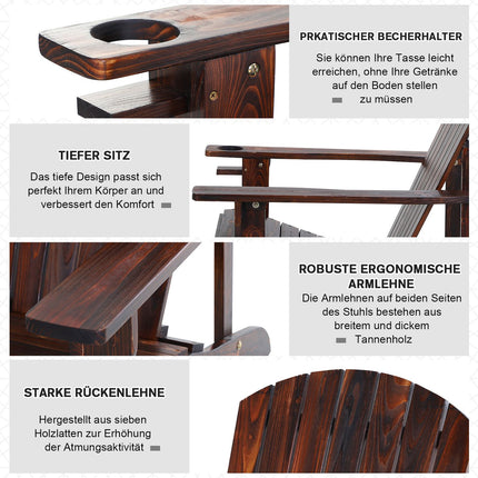 Adirondack garden chair, solid wood, with cup holder
