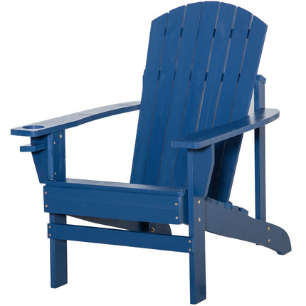 Adirondack chair, blue wooden chair with cup holder