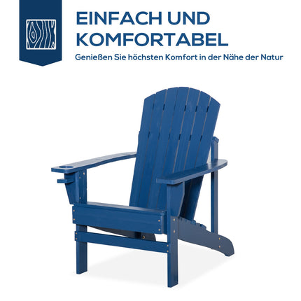 Adirondack chair, blue wooden chair with cup holder