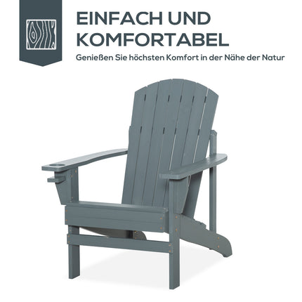 Adirondack Wood Garden chair, dark gray with cup holder