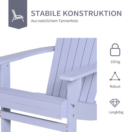 Adirondack Garden Chair with Cup Holder - Solid Wood, Gray
