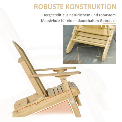 Adirondack garden chair, folding pine, with footrest