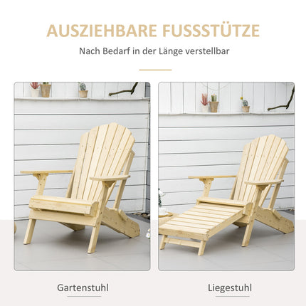 Adirondack garden chair, folding pine, with footrest