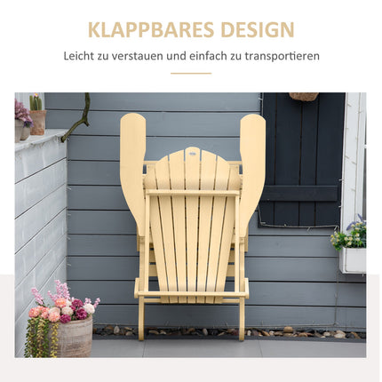Adirondack garden chair, folding pine, with footrest