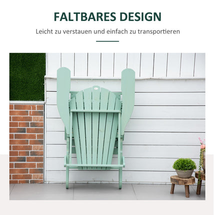 Adirondack Pine Wood Garden chair with footrest, green