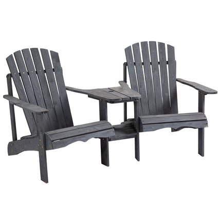 Adirondack 2-seater garden chair set, wood, dark grey