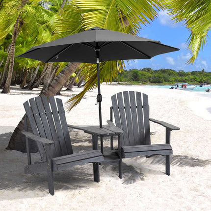 Adirondack 2-seater garden chair set, wood, dark grey