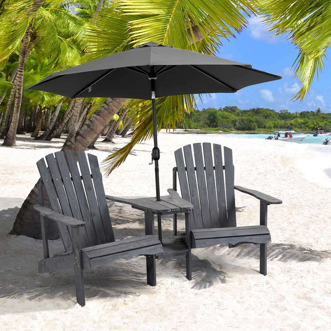 Adirondack 2-seater garden chair set, wood, dark grey