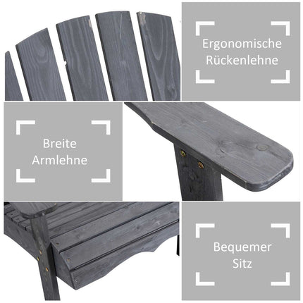 Adirondack 2-seater garden chair set, wood, dark grey