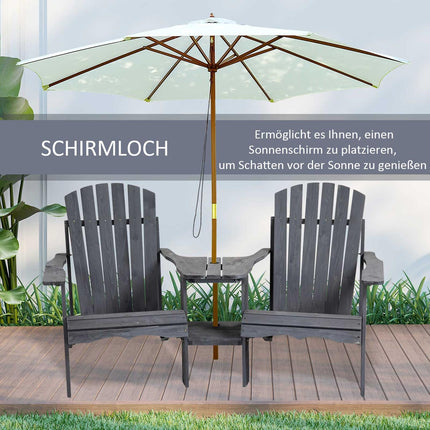 Adirondack 2-seater garden chair set, wood, dark grey