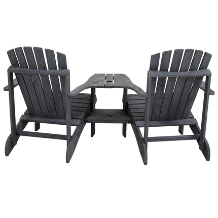 Adirondack 2-seater garden chair set, wood, dark grey