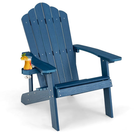Adirondack Garden Chair with Cup Holder, Blue, Weatherproof