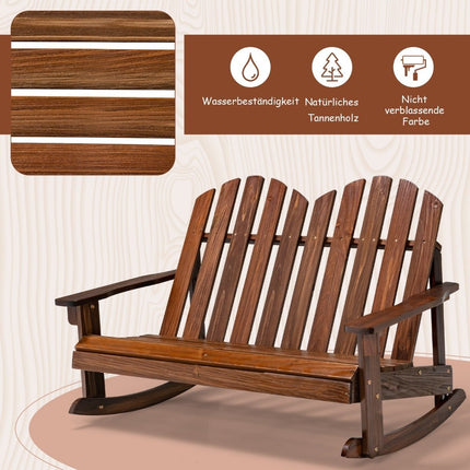 Adirondack Rocking Chair for Children 2-Seater Wooden Garden Chair 99.5 x 70 x 68 cm Brown