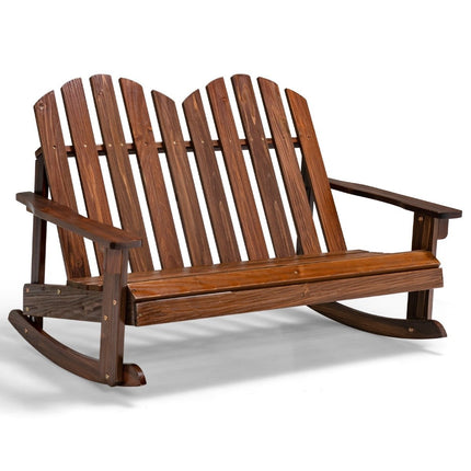 Adirondack Rocking Chair for Children 2-Seater Wooden Garden Chair 99.5 x 70 x 68 cm Brown
