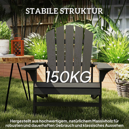Adirondack Wooden Outdoor Chair, High Back, Black