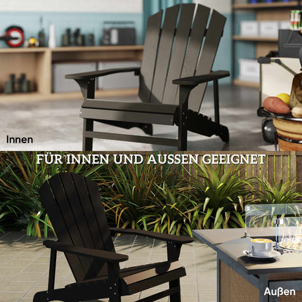 Adirondack Wooden Outdoor Chair, High Back, Black
