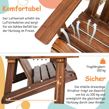 Adirondack chair for children 2-seater Adirondack chair made of wood brown 99 x 51 x 56.5 cm