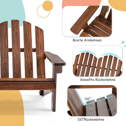 Adirondack chair for children 2-seater Adirondack chair made of wood brown 99 x 51 x 56.5 cm