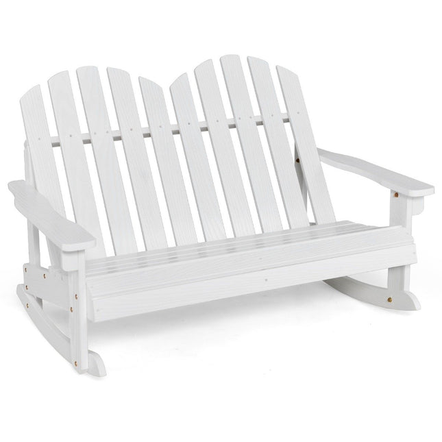 Adirondack rocking chair for children 2-seater wooden garden chair 99.5 x 70 x 68 cm white