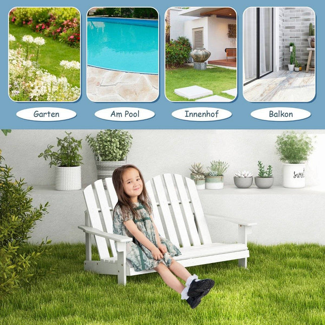 Adirondack rocking chair for children 2-seater wooden garden chair 99.5 x 70 x 68 cm white