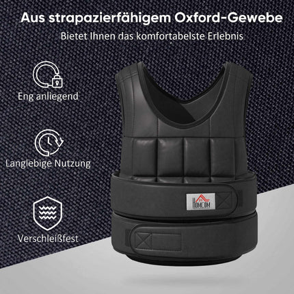 Adjustable 10 KG Weighted Vest, Black, Oxford Fabric