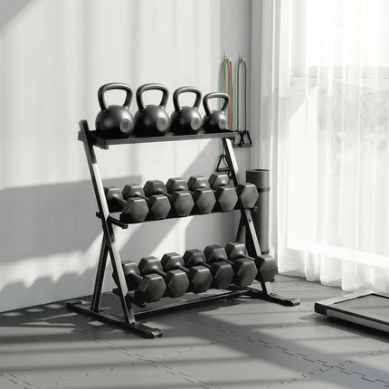 Adjustable 3-Tier Dumbbell Rack, 200kg Capacity, Non-Slip