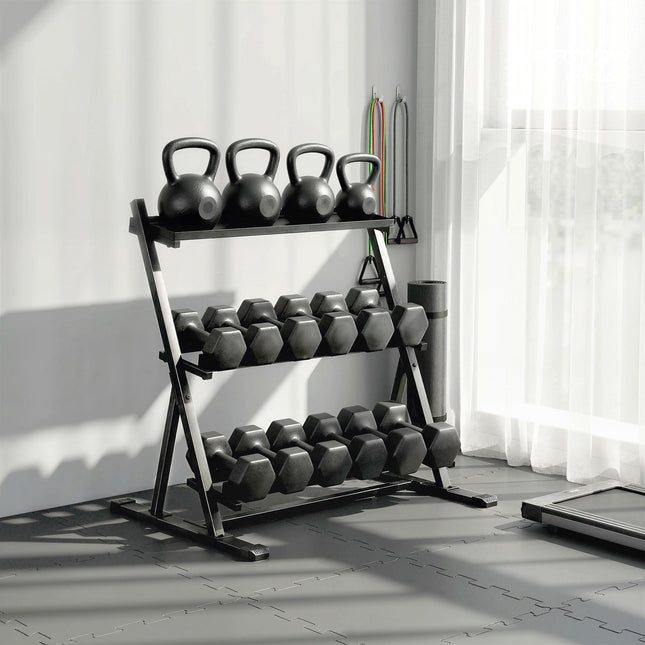 Adjustable 3-Tier Dumbbell Rack, 200kg Capacity, Non-Slip