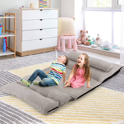 Adjustable 3-in-1 Floor Sofa Bed with Cushions, Grey