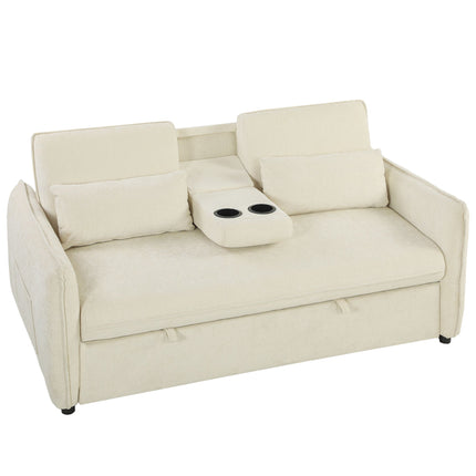 Adjustable 3-in-1 Sofa Bed with Cup Holders and Pockets
