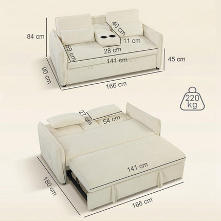 Adjustable 3-in-1 Sofa Bed with Cup Holders and Pockets