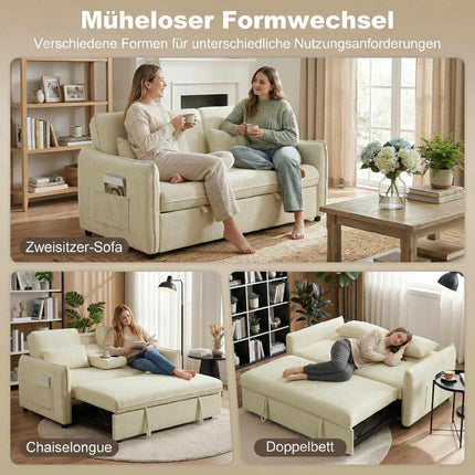 Adjustable 3-in-1 Sofa Bed with Cup Holders and Pockets