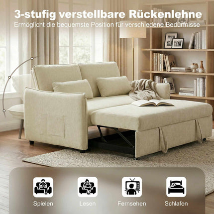 Adjustable 3-in-1 Sofa Bed with Cup Holders and Pockets