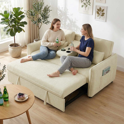 Adjustable 3-in-1 Sofa Bed with Cup Holders and Pockets
