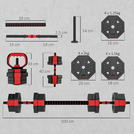 Adjustable 4-in-1 Dumbbell Set – 20KG for Home Workouts