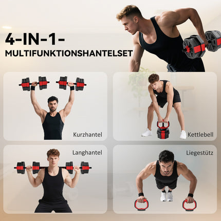 Adjustable 4-in-1 Dumbbell Set – 20KG for Home Workouts
