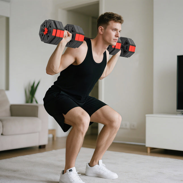 Adjustable 4-in-1 Dumbbell Set, 25kg for Home Workouts